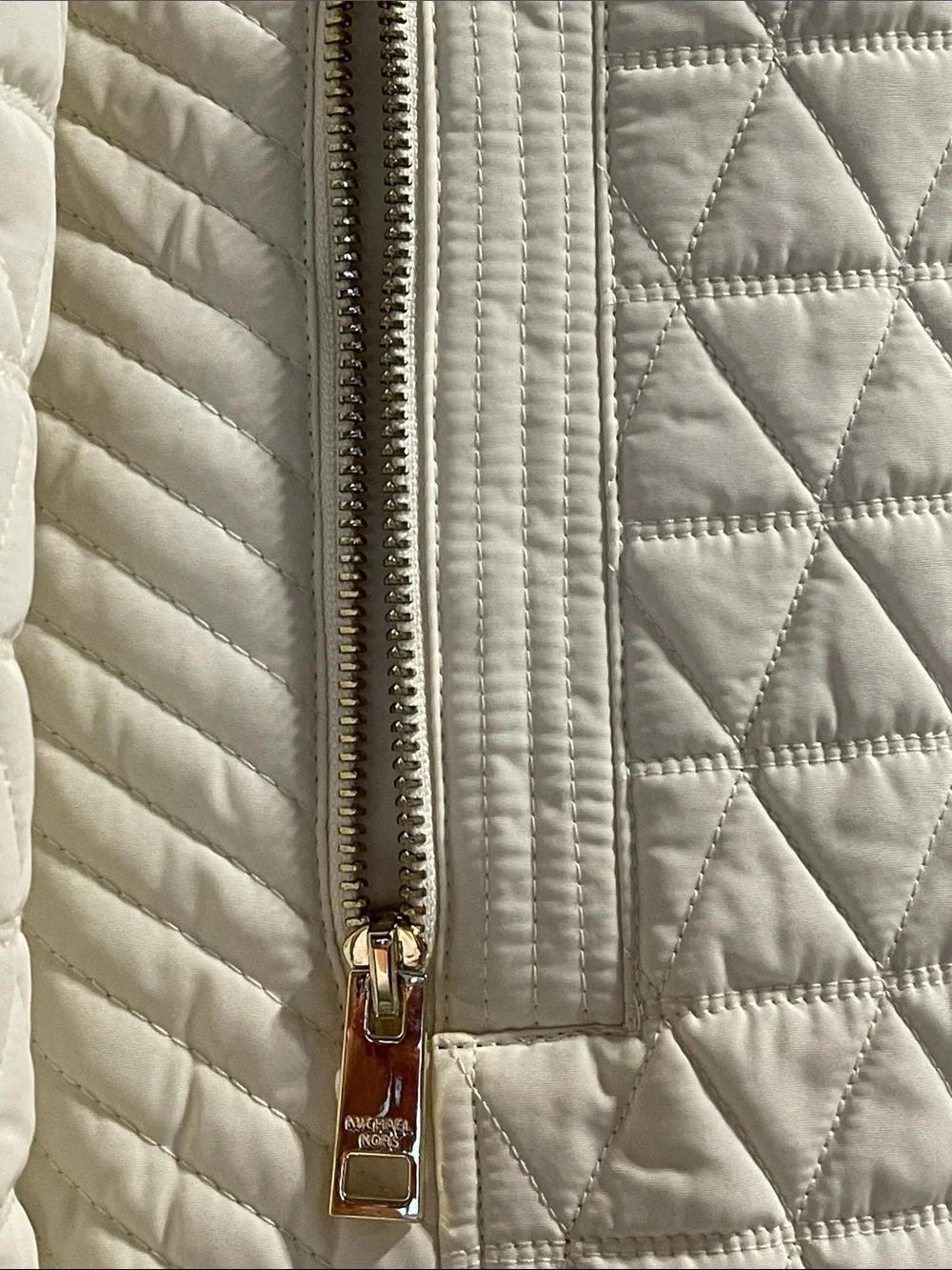 Michael Kors Quilted Cream Puffer Coat